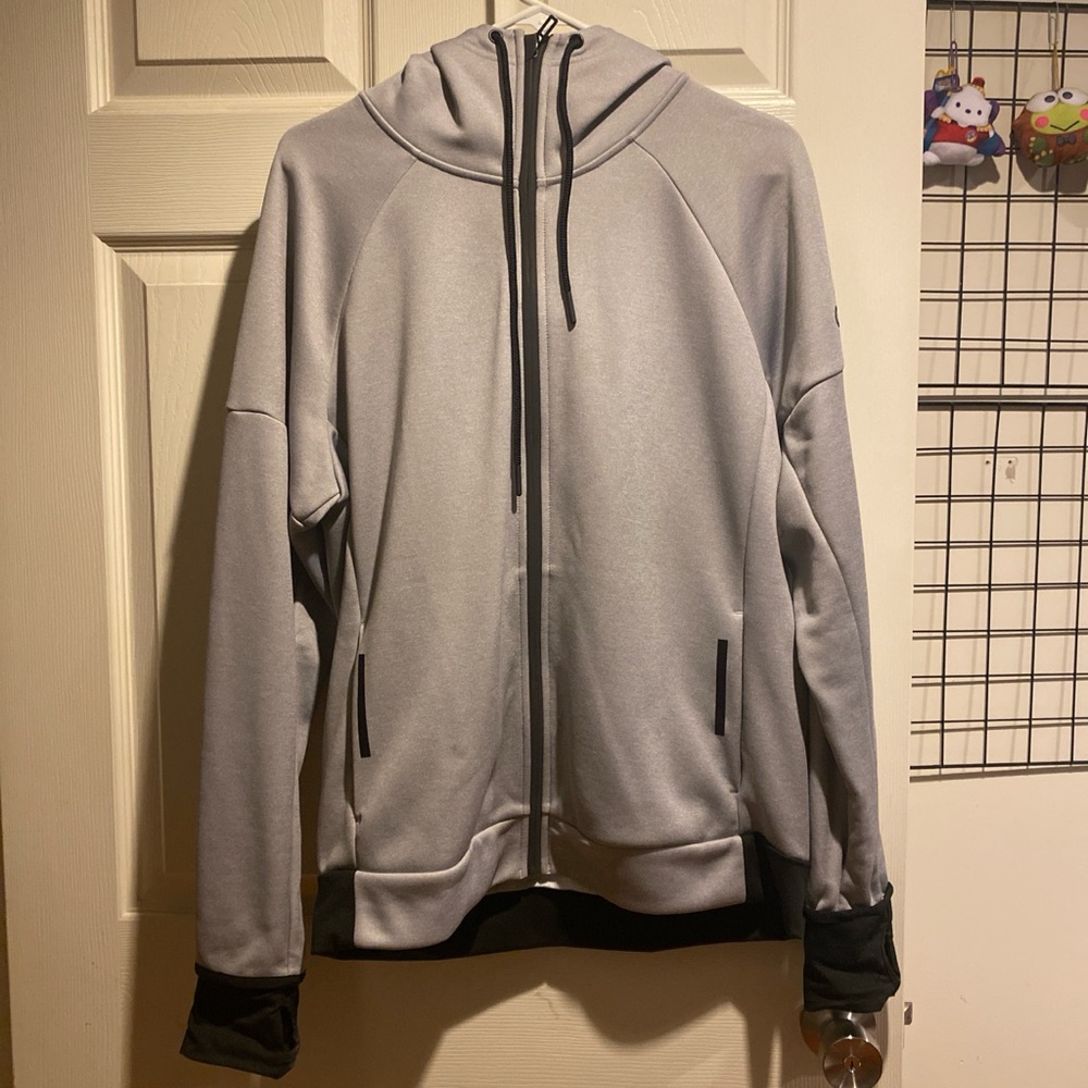 Adidas Gray Full-Zip Water-Resistant Hoodie